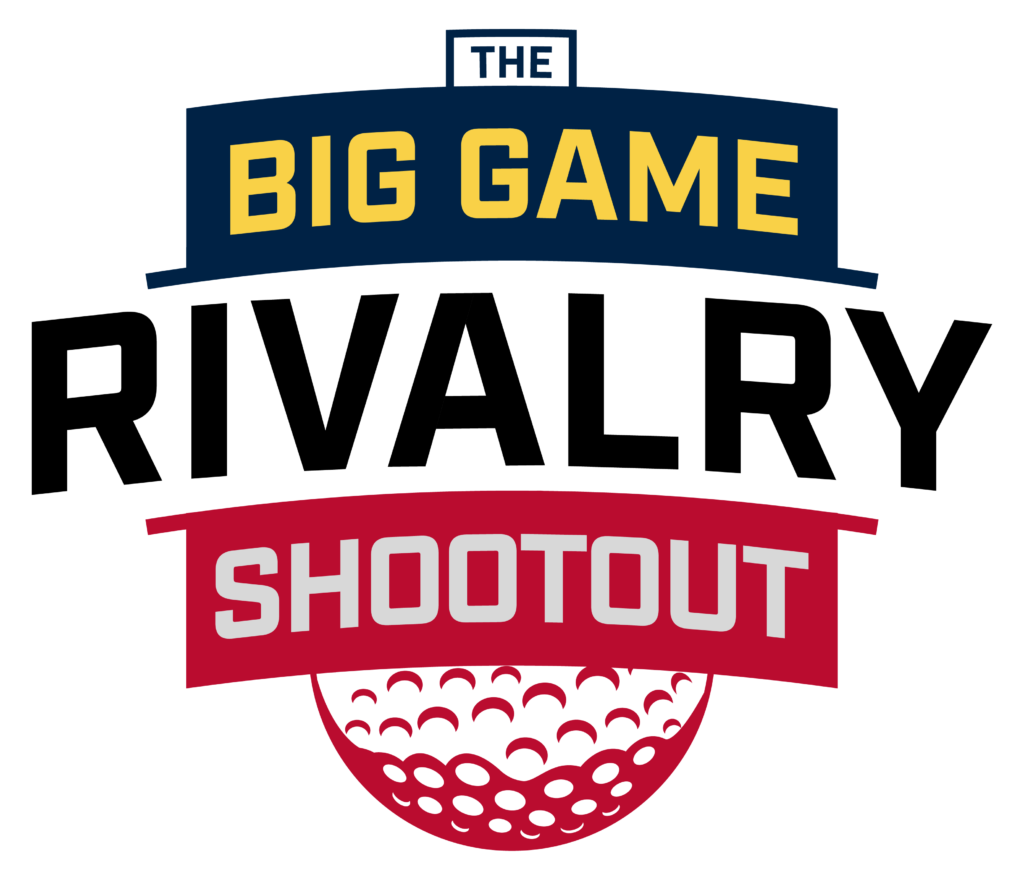 The Big Game Rivalry Shootout logo - blue, maize, scarlet, and grey